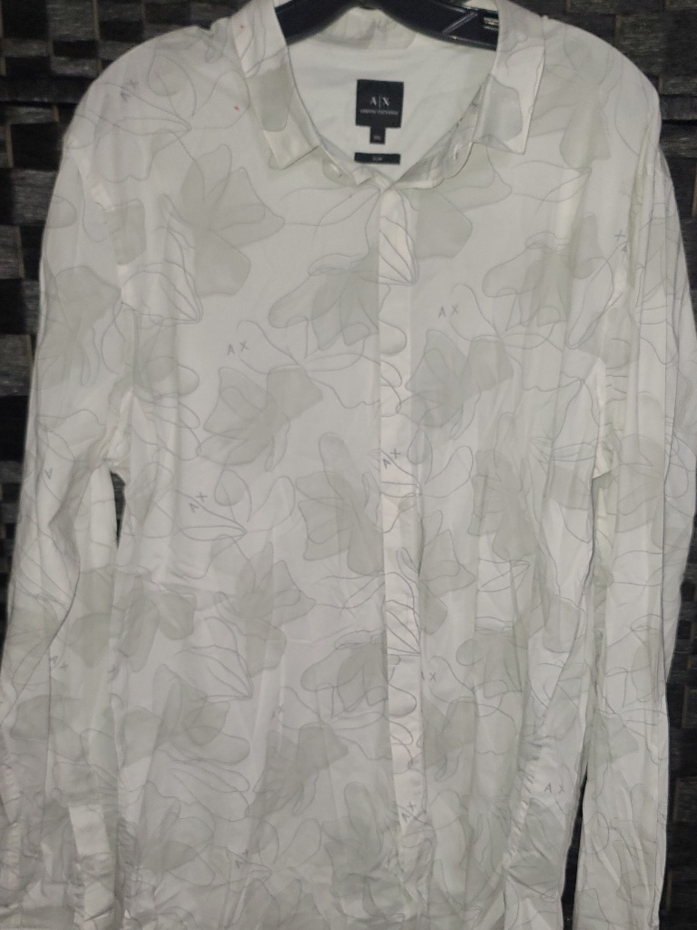 Armani Exchange men's slim-fit white stretch cotton shirt size XXL